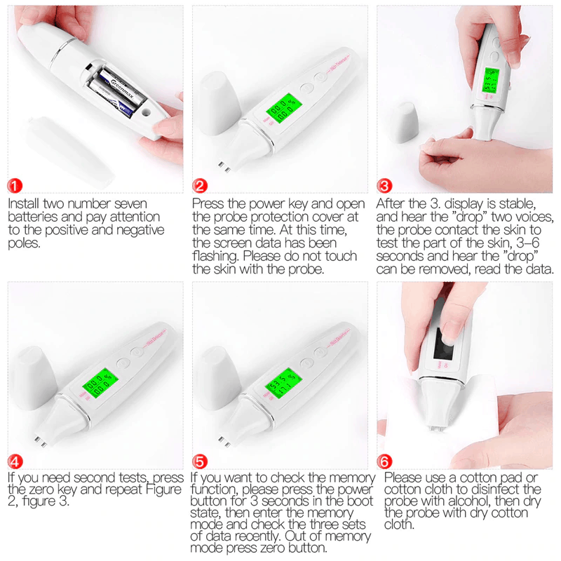 Digital High Precision Skin Moisture Meter Device With LCD Display